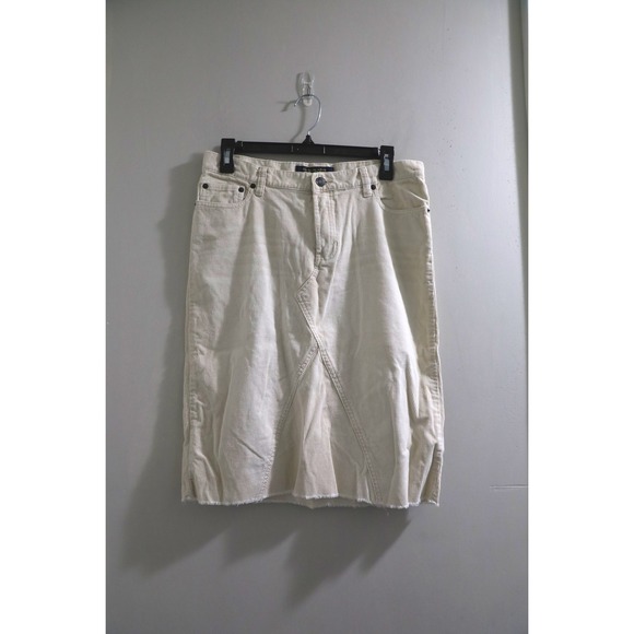 Abercrombie & Fitch White Corduroy Skirt Knee Length Women's Size 4 - Picture 1 of 6